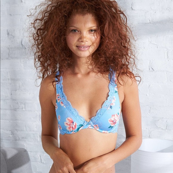 aerie “HAPPY” Unlined Floral Bra - Picture 2 of 2